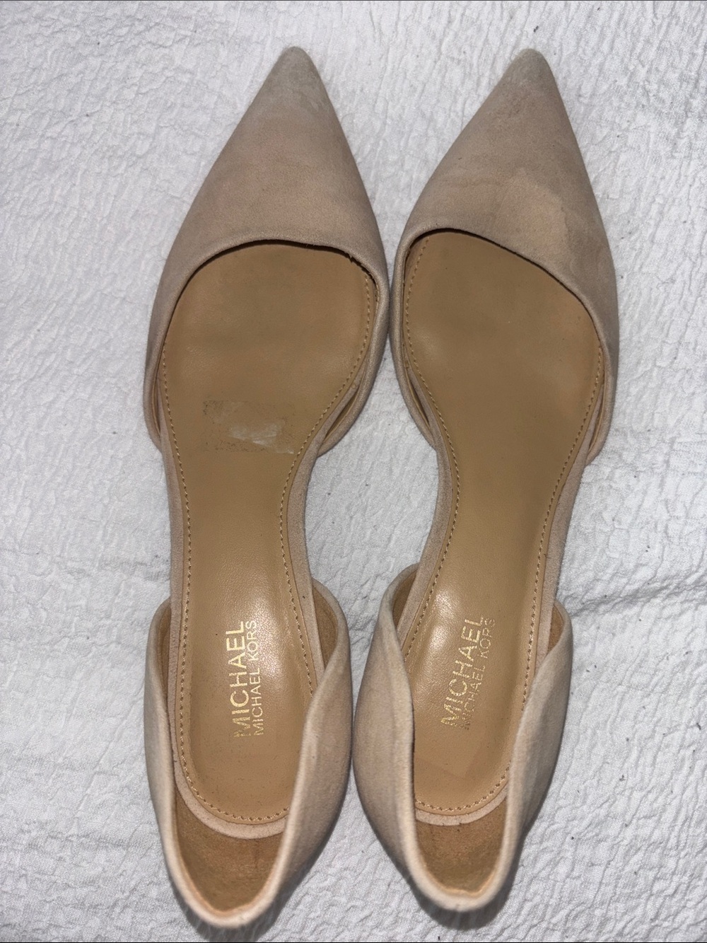 Michael Kors Beige Suede Pointed Kitten heels